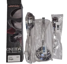 Oneida Stainless OLYMPIA 3 Pc Hostess Set Sugar spoon serving spoon Ladle