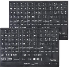 2 Pack Universal English Computer Stickers, Keyboard Replacement Black 