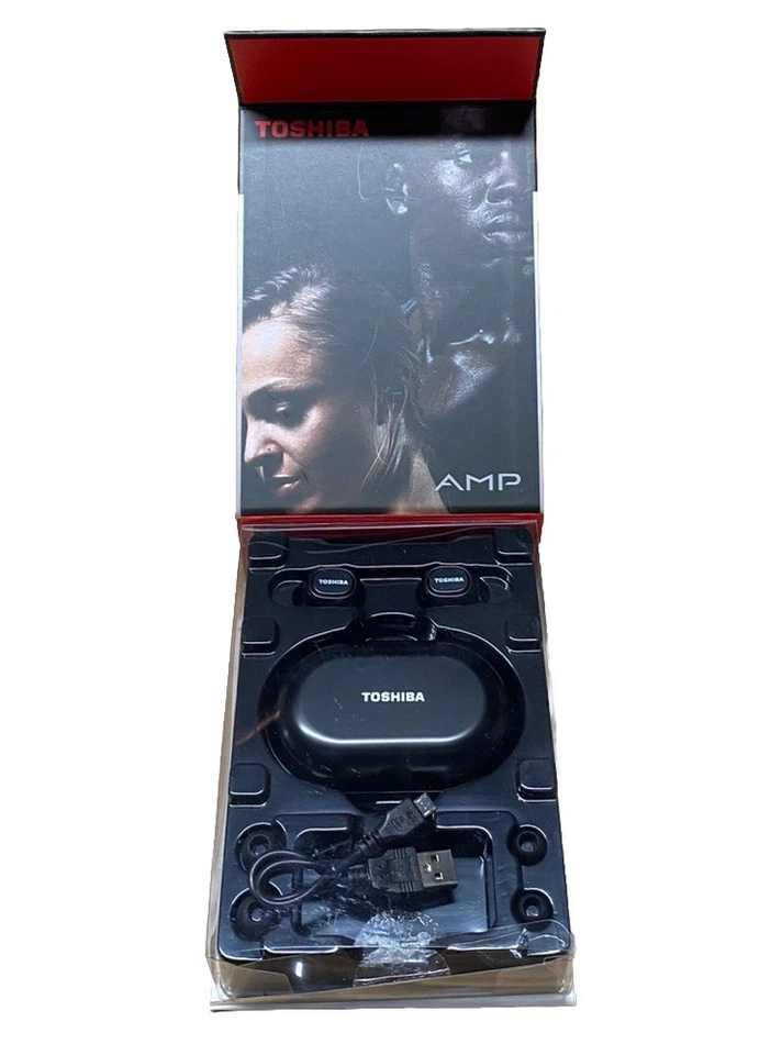 Auriculares inalámbricos Bluetooth sin cables TOSHIBA AMP negros nuevos caja abierta Foto 2 de 4