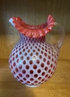 Fenton Polka Dot Art Glass Pitcher in Cranberry Jug