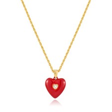 Gold Heart Necklace for Women with Red Heart Pendant Romantic Heart Necklaces fo