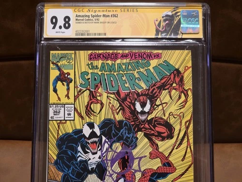 Amazing Spider-Man #362 CGC 9.8 Signed and Sketch by Mark Bagley- white pages!
