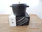 Staub Enameled Cast Iron Tall Deep Round Cocotte Dutch Oven 5 qt 9-3/8" Black