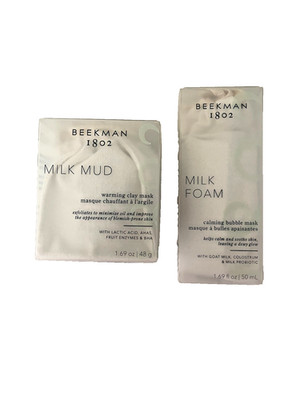 Beekman 1802 Milk Mud Warming Clay Mask & Milk Foam Bubble Mask Set 1.69 oz each
