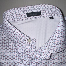 Turtleson Martini Golf Polo Shirt Mens L White Geometric Cocktail Print