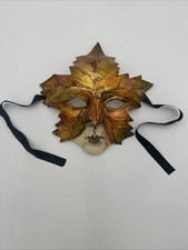 Mardi Gras Mask Golden Leaf Theme With Black Strings Unique