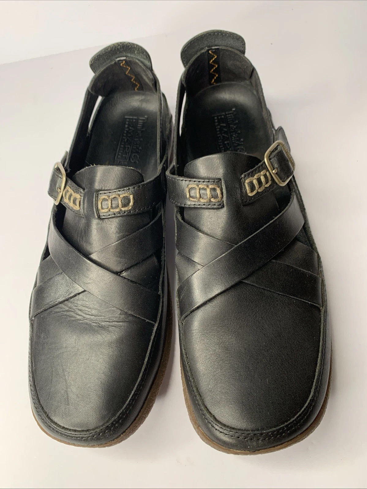 Timberland sandalo donna 9 5M punta chiusa pelle nero scarpe eleganti comode