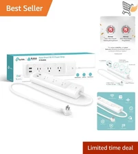 Smart Power Strip Surge Protector 3 Outlets 2 USB Alexa Google Home Compatible