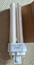 2 Fluorescent Lamp Bulbs 13W Energy Saving 4 Pin Compact CFL G24Q-1 Warm White