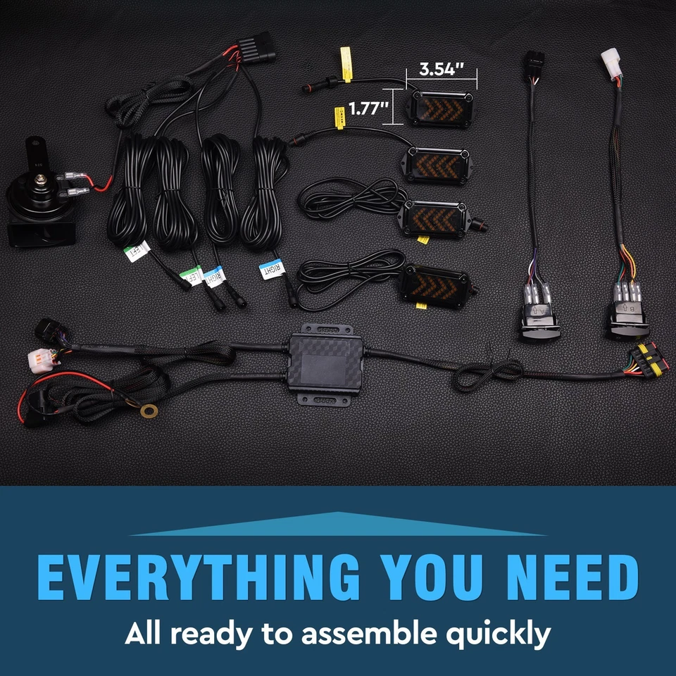 Kit de señal de giro UTV legal para la calle con kit de bocina 110 dB interruptor de roca intermitente de flujo de flecha Foto 3 de 4