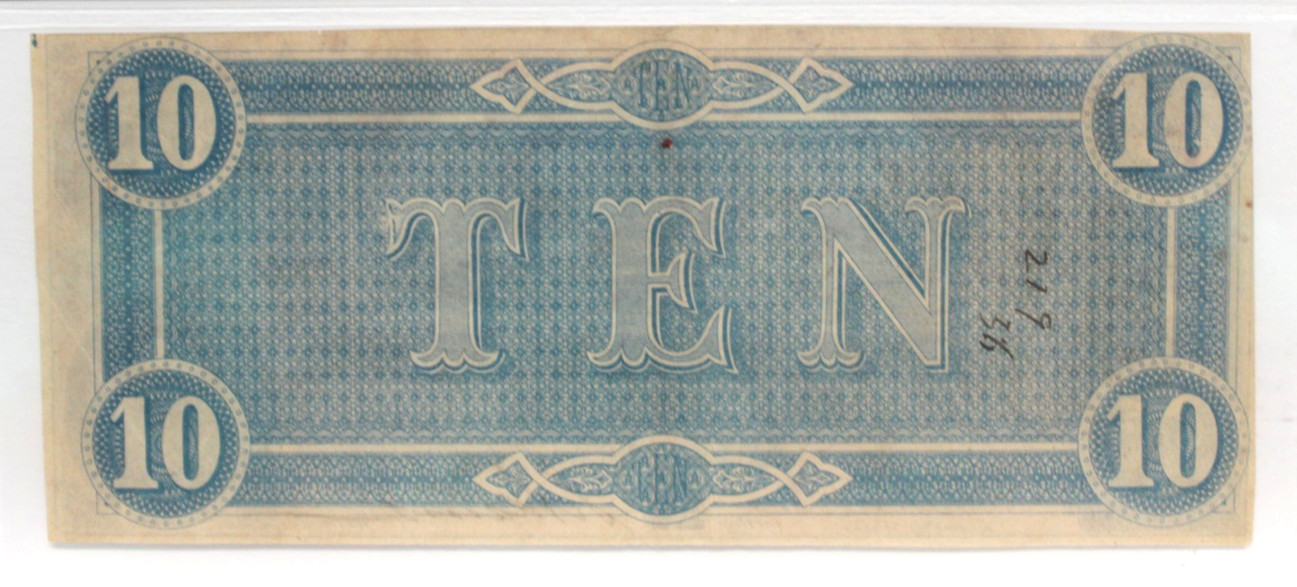 T-68 $10 1864 CONFEDERATE CURRENCY CSA PCGS  35 PF-15 RARITY 3 BRIGHT NOTE!