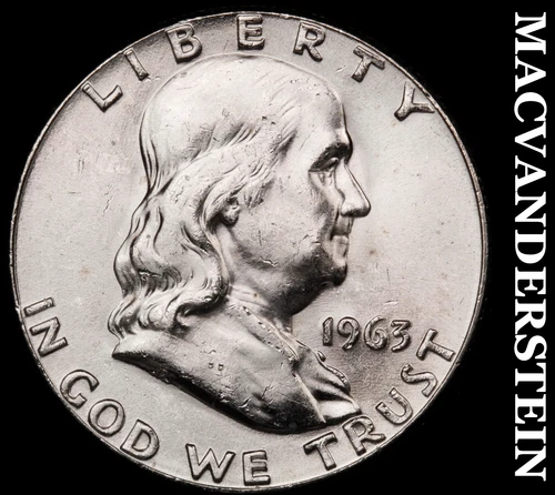 1963 Silver Franklin Half Dollar - Choice Gem Brilliant Unc+++  Lustrous  #i1863