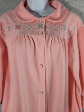 Vintage Full-Length Robe Pink Large Embroidered Long Romantic Cottagecore Cozy