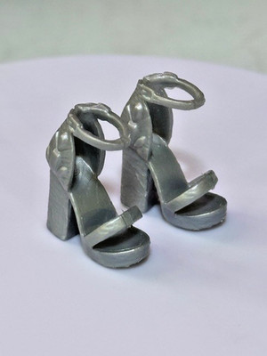 Fashionista Barbie Silver Open Toe Ankle Strap Heels Shoes B on Bottom
