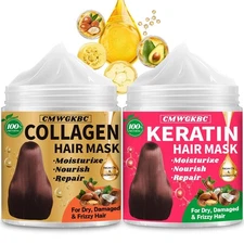 Collagen Hair Mask & Keratin Hair Mask for Damaged Hair,Keratin Hair Treatment,R
