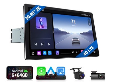 ROHM DSP Android 13 Car Stereo 10.95'' QLED Single DIN GPS Navigation Multimedia