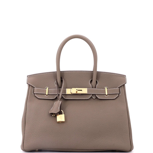 Hermes Birkin Handbag Grey Togo with Gold Hardware 30