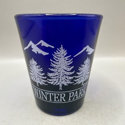 Nice Cobalt Blue Winter Park Colorado Ski Shot Glass Alcohol Mountains Pine Tree