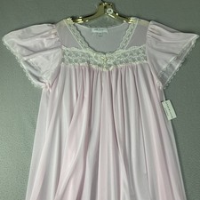 Miss Elaine Pink Lace Trim Nightgown Short Capped Sleeve Women s 1X 48
