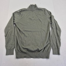 M S Jumper Small Green Men High Neck Long Sleeve 100 Merino Wool Knit 1/4 Zip
