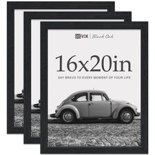 VCK 16x20 Picture Frames for Wall - Black Oak 3 Pack, Natural Wood Grain Soli...