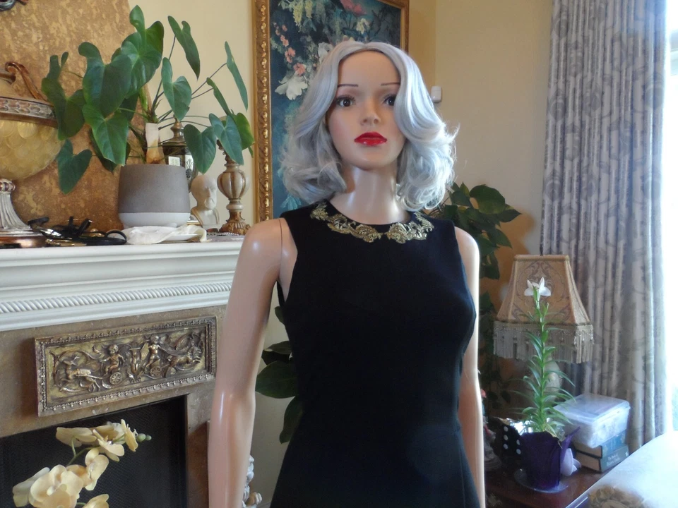 Vestido Vaina Jason Wu Colección Otoño 2011 Negro con Detalle Bordado Dorado Talla 2 Foto 4 de 4