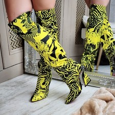 Christian Louboutin Knee Thigh Boots Perspex Heels WAS£1855 Shoes EU 40 UK 7