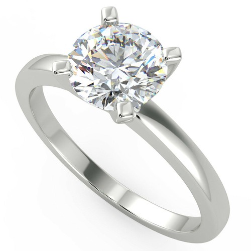 Diamond Engagement Ring Round Solitaire D VS1 1.50 Carat Solid 14K White Gold - Picture 2 of 5