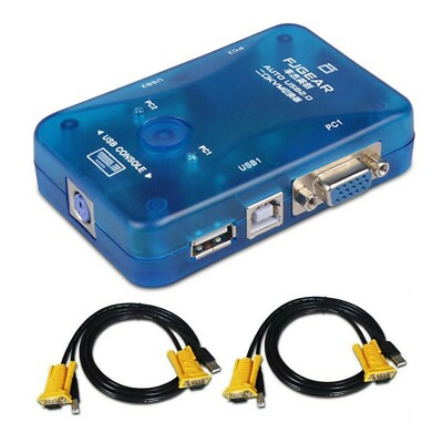 F93C USB KVM VGA Switcher Box 2 Port USB 2 VGA PS2 2 PC Tastatur Maus Monitor