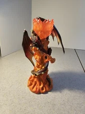 Dragon On Flames 8" FANTASY THEMED DECOR ACCENT