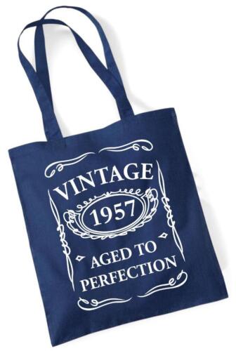 65. Geburtstag Geschenktasche Einkaufen Baumwolle Fun Bag Vintage 1957 bis zur Perfektion gealtert - Bild 1 von 1