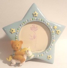Blue Baby Photo Frame w/ Teddy Bear  1 - Party Supplies