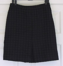 Charcoal  Black Knee Lgth BROOKS BROTHERS 346 Houndstooth Skirt Front Pleat 6/8