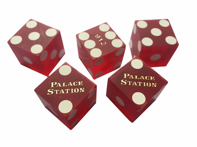 FROSTED RED LAS VEGAS CASINO WÜRFEL ''PALACE STATION'' CASINO WÜRFEL CRAPS 