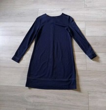 M&S Navy Blue Spotted Tunic Dress Long Sleeved Stretch Smart Office Work UK10S