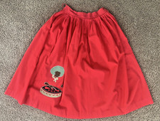 Vtg Estate Sale Find African American Cook Applique Red Rockabilly Skirt-No Belt