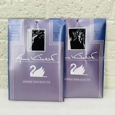 Lot of 2  NEW  Gloria Vanderbilt Daysheer Pantyhose Off Black Sz C 2102