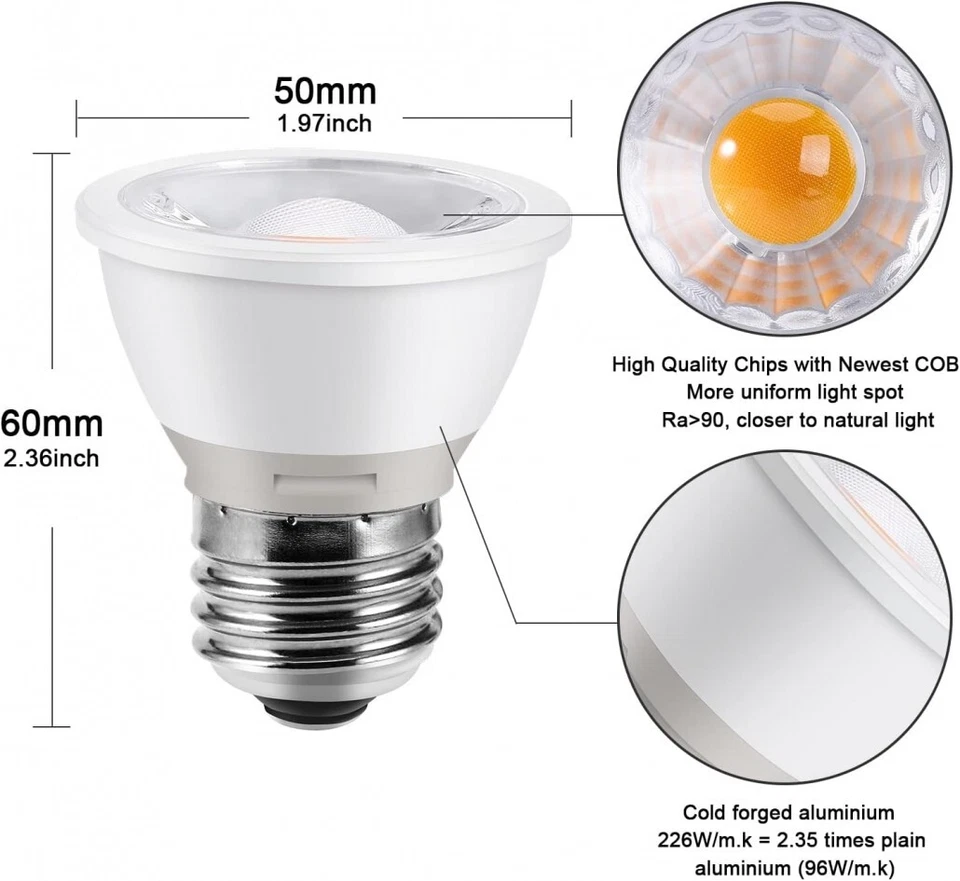 PAR16 LED 10 Pack 3000K cUL&EnergyStar, 7W 60W, 600LM, Dimmable - Image 3 of 4