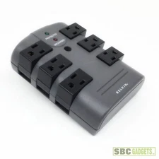 6 Outlets 1080 Joules Belkin Pivot Plug Surge Protector Grey BP106000