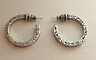 Earrings Flower Design w White Crystals Brighton Post Hoop Silver Plated Pierced