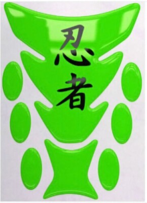 Ninja japanischer Text limettengrün gewölbt Harz Tank Pad K2 + 6 Pad Protektoren