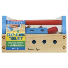 New Melissa  Doug Take-Along Tool Kit Wooden Construction Toy Set W/ 24 Pieces