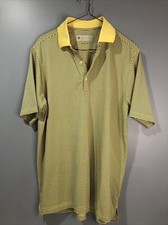 Donald Ross Men’s Yellow Blue Striped Short Sleeve Golf Polo Size S Polyester