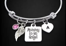 Mommy to an Angel Bracelet w/ Initial, Memorial Loss of Child Miscarriage