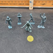 Vintage Lot of 5 Marx Toy Blue Figures Cape Canaveral Missile Base Play Set 4