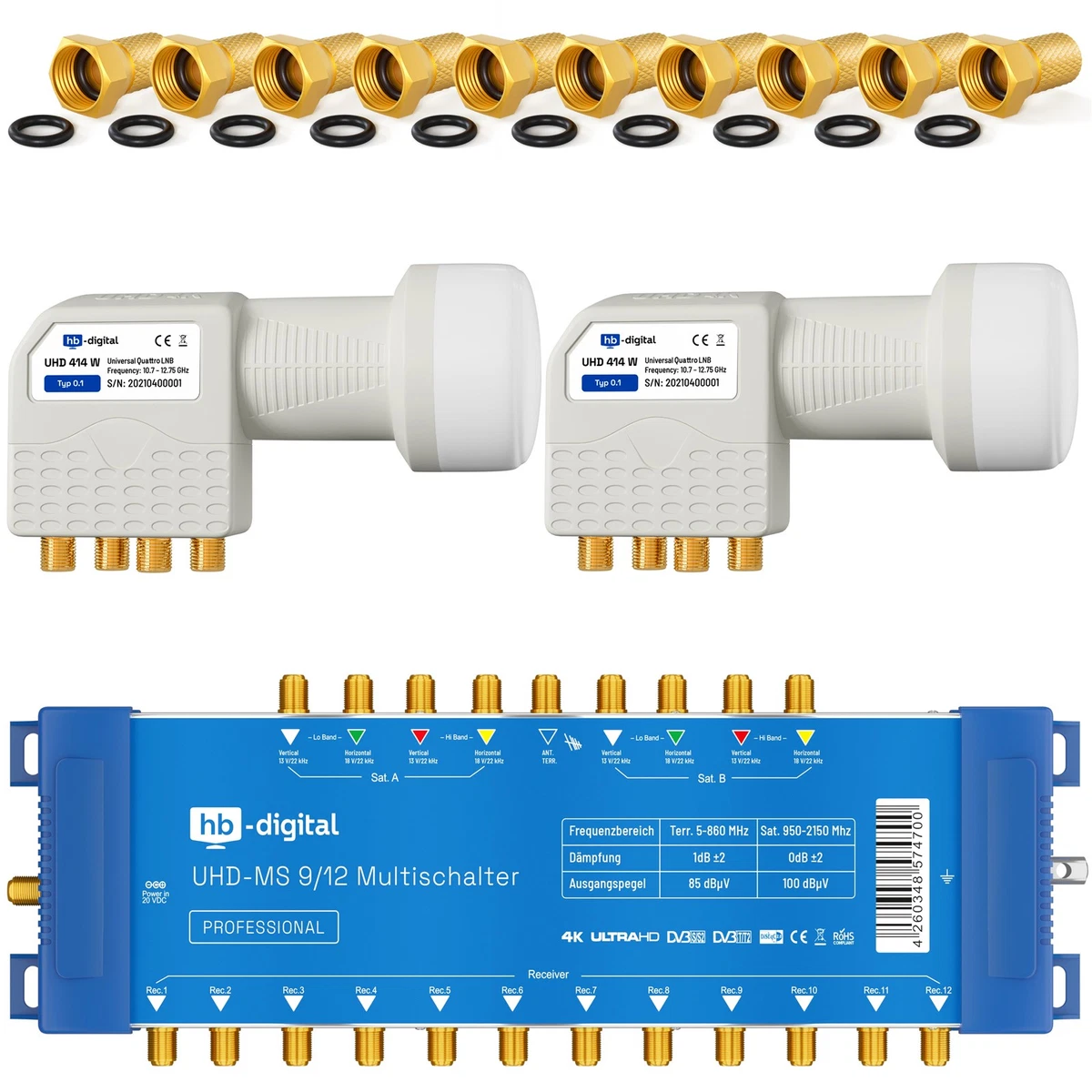 Interruptor múltiple 9/12 12 participantes Multiswich 2x distribuidor SAT Quattro LNB
