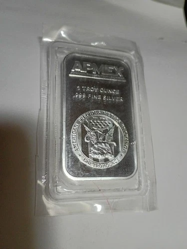 APMEX Silver Bar 1 oz Fine .999 Troy Ounce, Protective Plastic Case