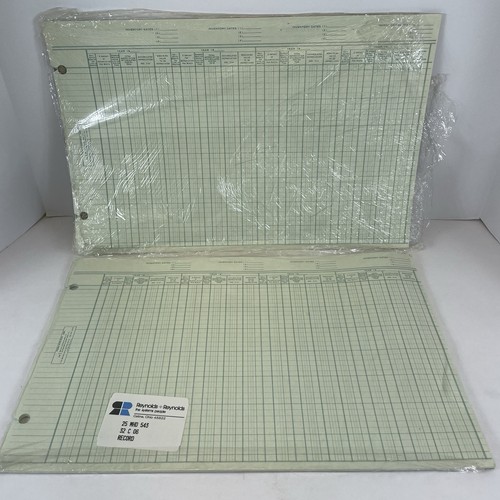 Vintage Reynolds & Reynolds Inventory Record Paper 11 x 17" Form MHD 543 USA