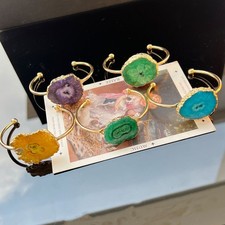 Luxury Jewelry Accessory Women Elegant Open Bangle Bracelet Vintage Stone Gifts
