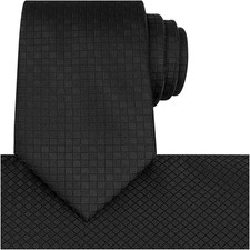 Mens Checkered Tie Set Solid Color Festive Necktie Pocket Square